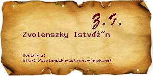 Zvolenszky István névjegykártya