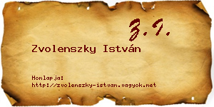 Zvolenszky István névjegykártya